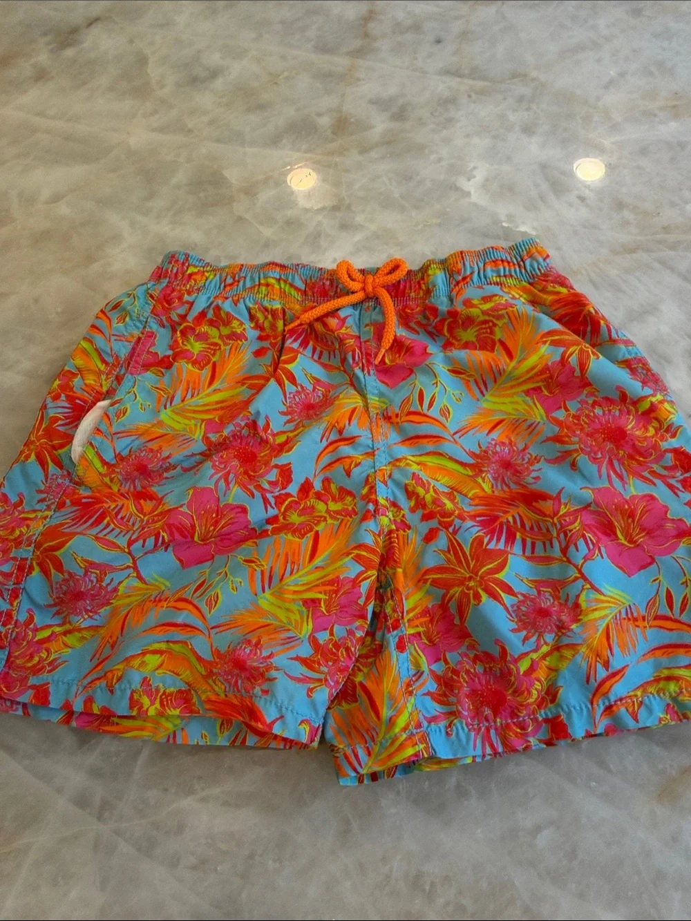 Vilebrequin Boys Tropical Swim Shorts - Turquoise, Orange & Pink